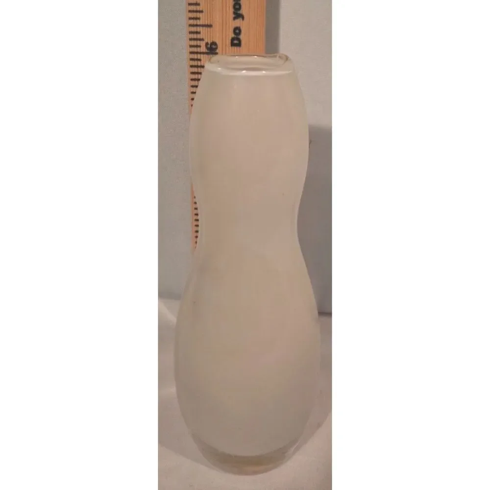 Vintage Hand Blown Polish Art Glass Vase White Satin Glass Bud Vase
